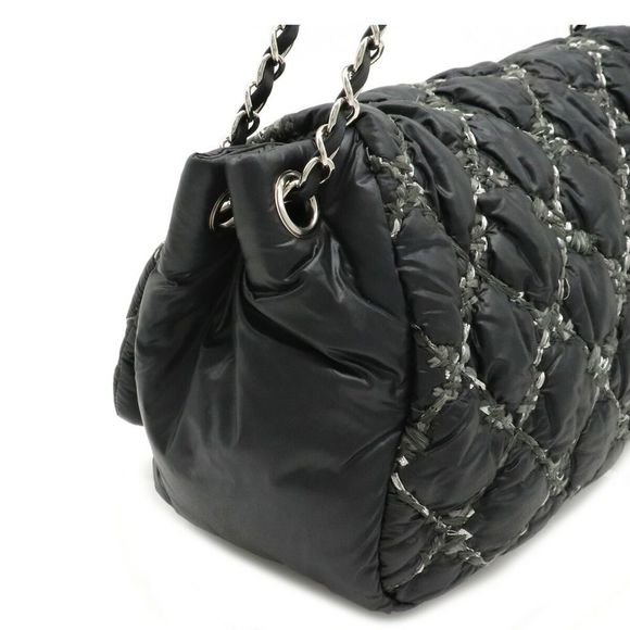 Chanel Chain Shoulder Bag Nylon Dark Gray Silver - Picture 7 of 8